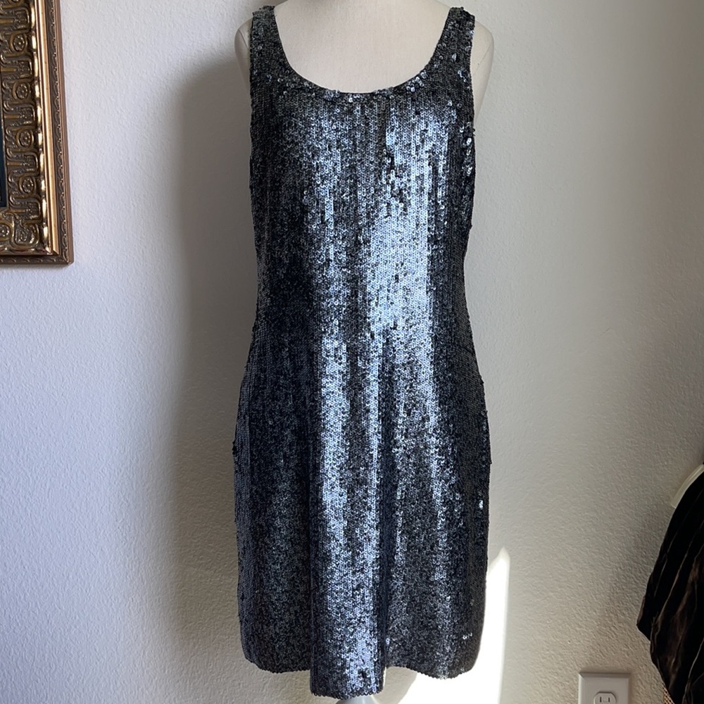 Rebecca Taylor Sequin silver sleeveless dress